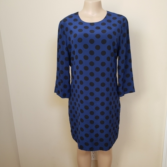 C WONDER Polka Dot 100% Silk Shift Dress - Picture 1 of 5
